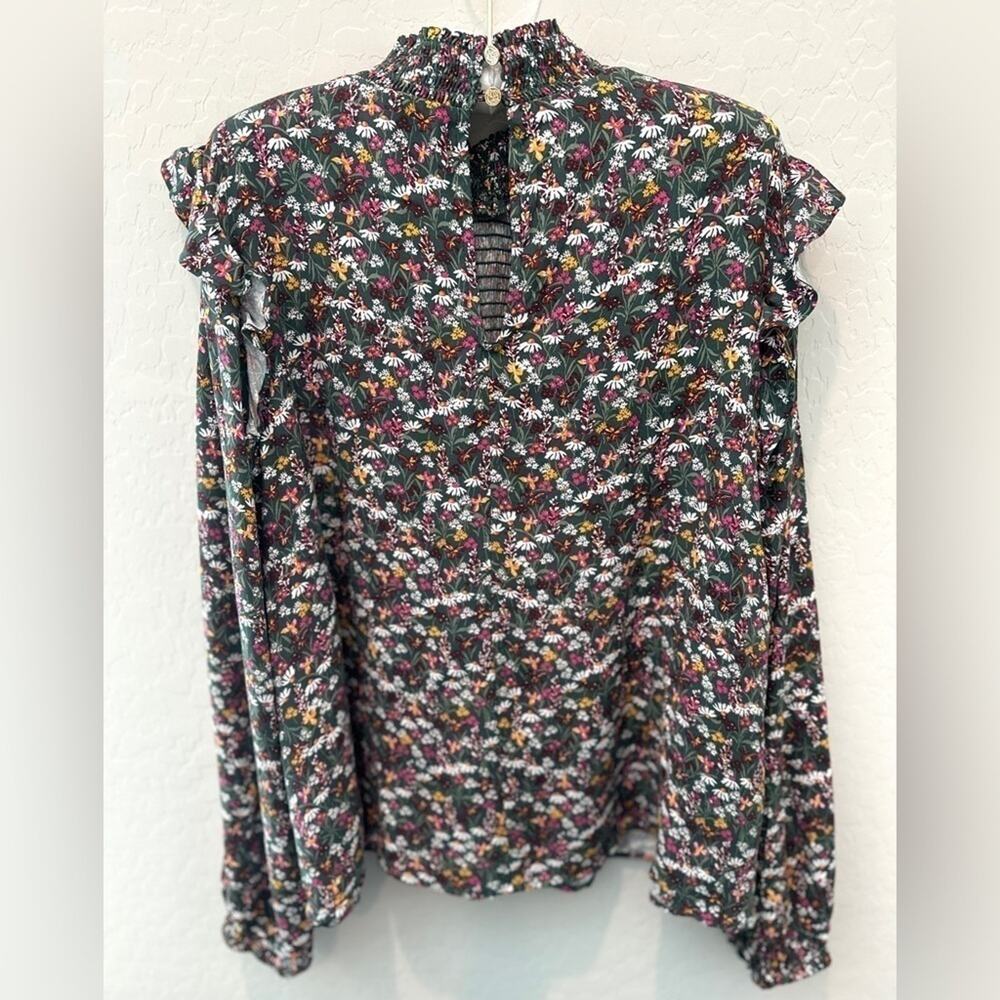 DRAPER JAMES RSVP | Green Floral Smocked Ruffle Blouse NWT | 2X - Picture 5 of 9